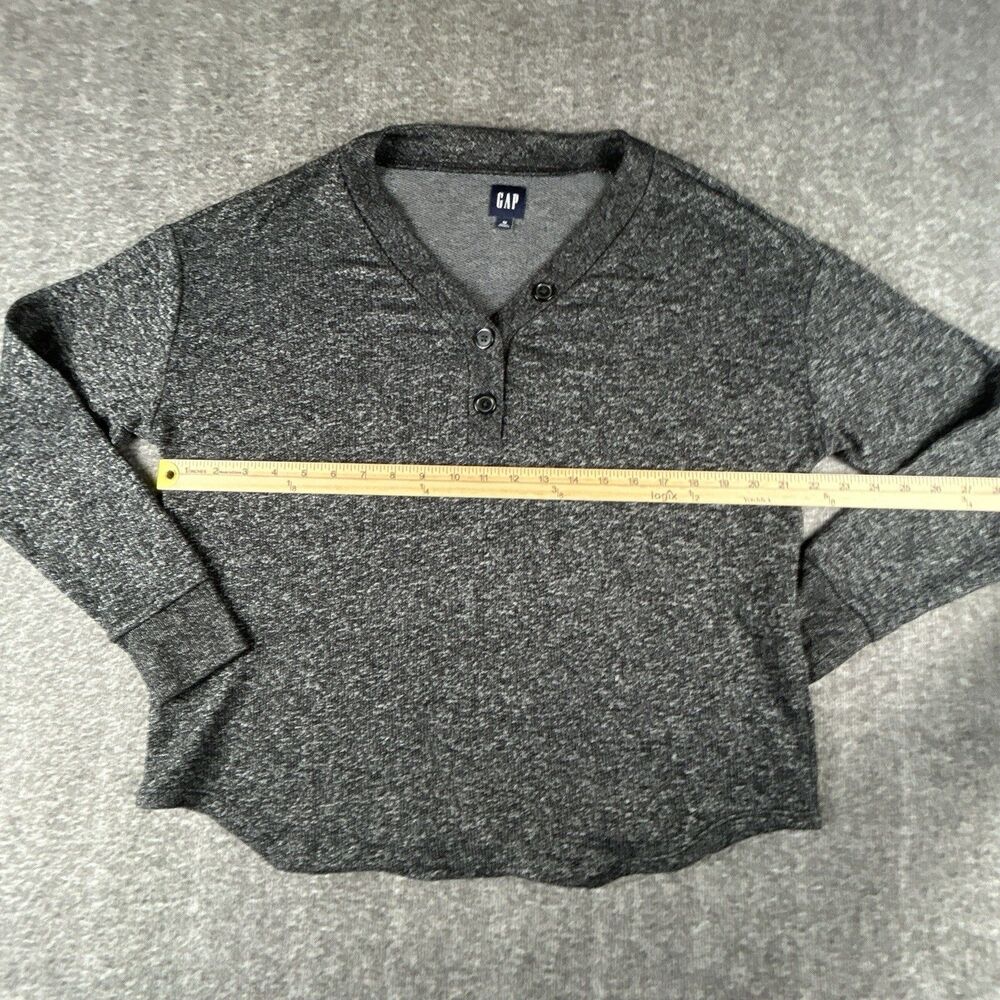 Gap Marled Henley V-Neck Shirt Womens Sz Medium Gray Long Sleeve Button Top - Picture 6 of 9